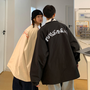 情侣装秋装 双面穿奶牛夹克外套宽松情侣上衣 H656 P88控108女类图片