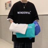 情侣装夏装浮雕立体字母反光情侣短袖T恤ins半袖H605P38男类，男装T恤，电商A341