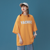 中性風女裝寬松字母印花情侶短袖T恤ins半袖上衣H628P30女類，女裝T恤，電商A341