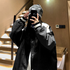 中性风秋装 美式复古撞色机车皮衣棒球服夹克外套男女H887 P108图片