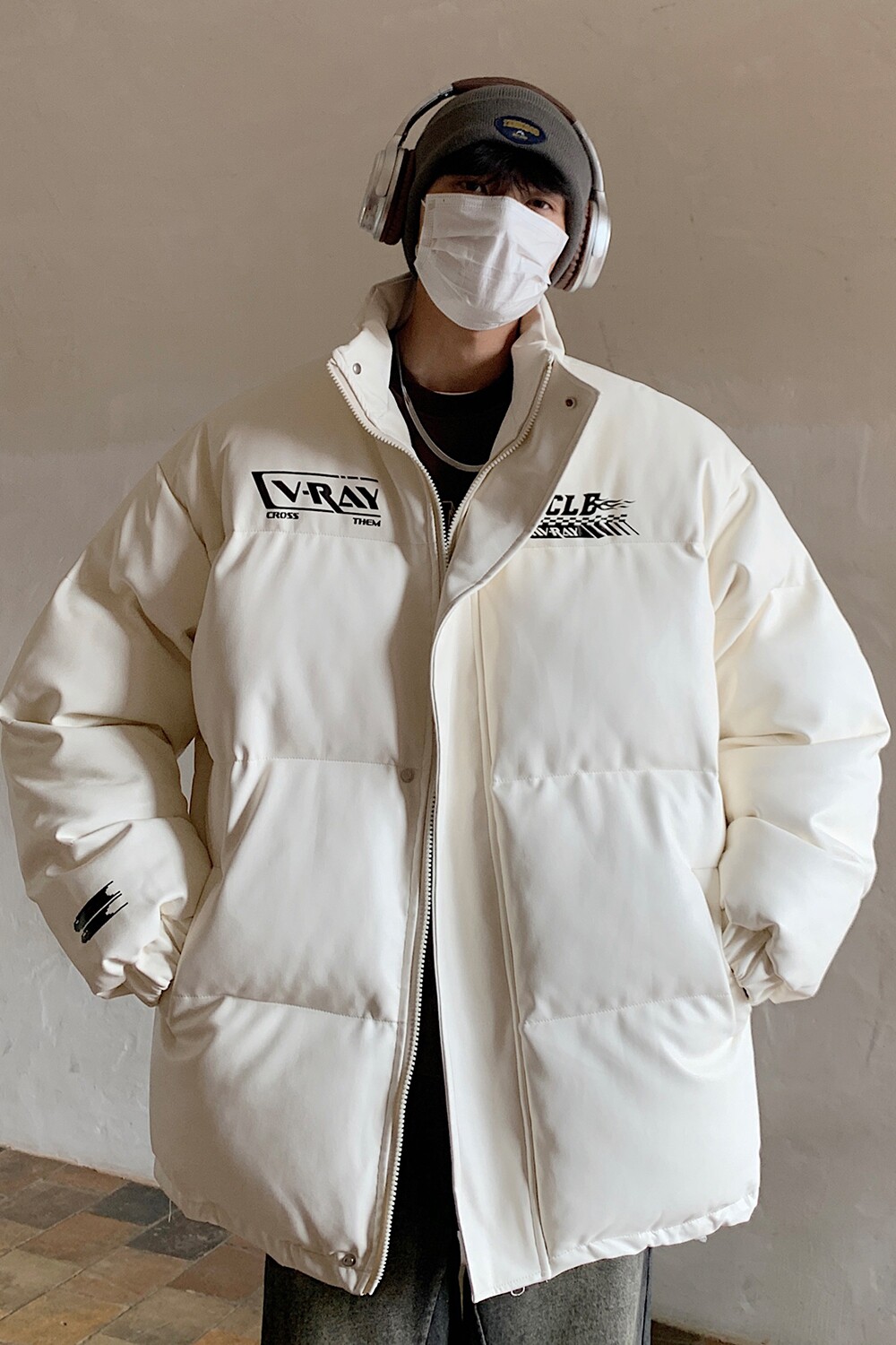 情侣装冬装美式印花机车皮棉服PU情侣棉衣面包服外套男H909P128,男装棉衣,电商A341