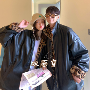 情侣装冬装 双面穿PU皮羊羔毛情侣棉衣加厚外套 H689 P118 男类图片