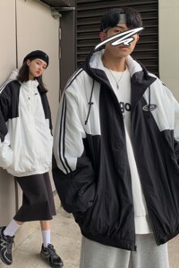 情侣装冬装 拼接棉服运动风连帽情侣棉衣外套 H573 P118控148女类图片