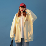 中性风秋装彩虹弹幕字母印花连帽开衫卫衣外套H668P65女类，女装卫衣/绒衫，电商A341