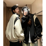 主推中性小香风棒球服撞色拼接PU皮外套复古夹克男女H873P108，男装夹克，电商A341