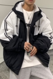 冬装拼接棉服运动风连帽情侣棉衣外套H573P118控148男类，男装棉衣，电商A341