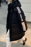 冬装棉服连帽拼接印花长款情侣棉衣外套H591P168女类控198，女装羽绒服，电商A341
