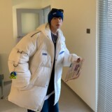 港风冬装印花连帽加厚保暖羽绒棉情侣棉衣外套H695P128女类，女装棉衣/棉服，电商A341