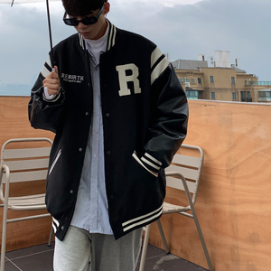 主推 情侣装秋装 拼接毛巾绣棒球服夹克外套潮 H686 P118男图片