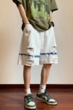高街水洗牛仔短裤夏季薄款破洞五分裤男宽松潮牌KH112P48控68，男装牛仔裤，电商A341