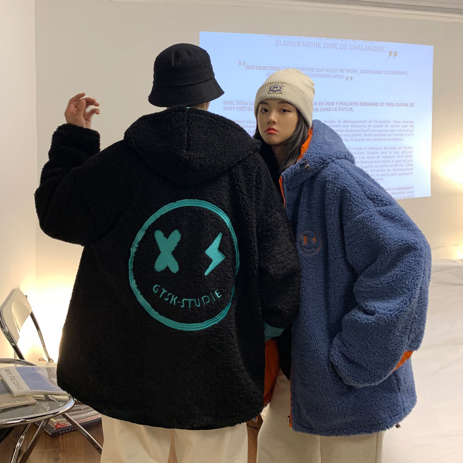 冬装羊羔毛绣花撞色情侣棉衣外套棉服H576P128女类,女装棉衣/棉服,电商A341