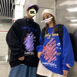 2022情侣装春装涂鸦熊印花圆领情侣卫衣外套H556P38男类，男装卫衣，电商A341