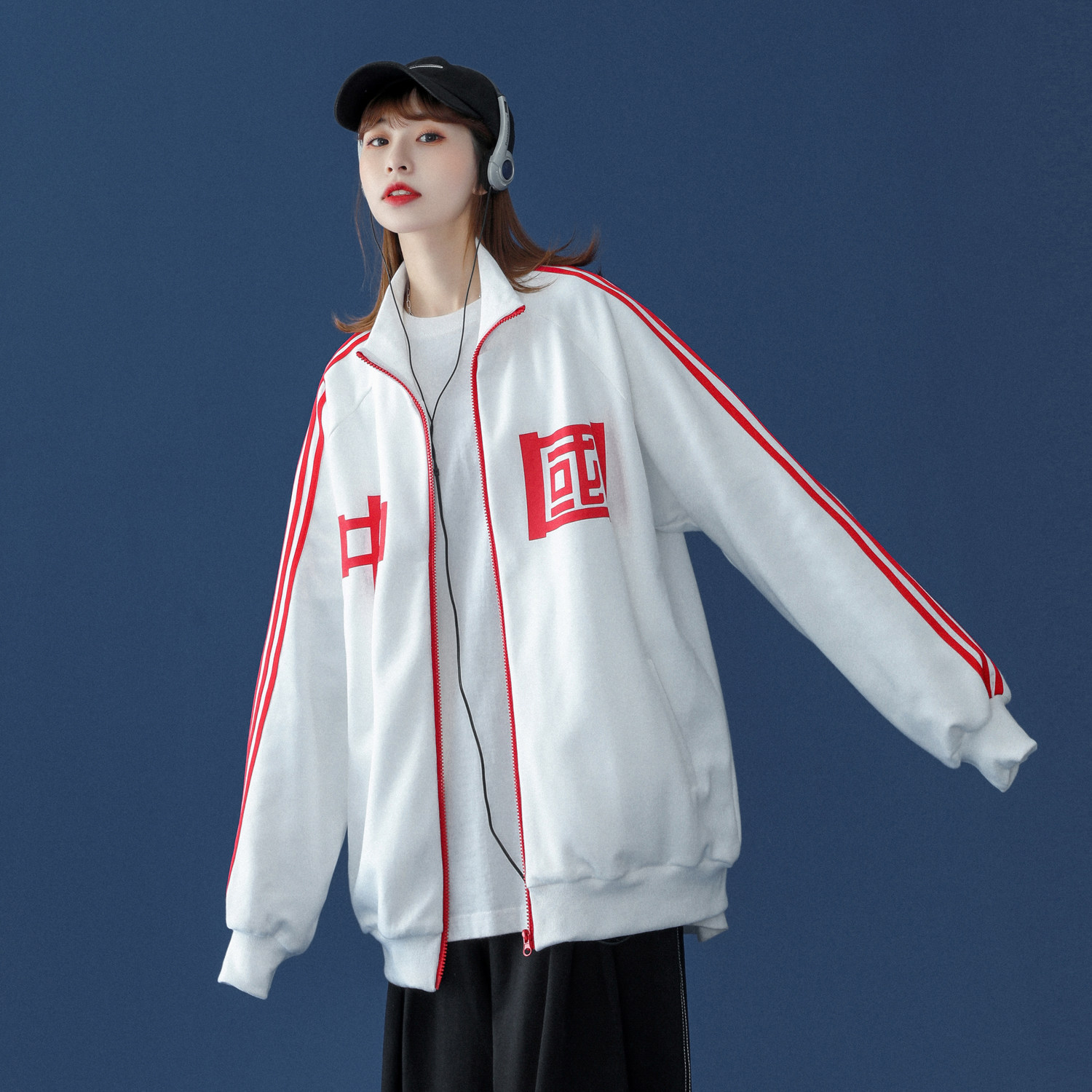 中性风 秋装潮开衫运动外套情侣卫衣宽松夹克 H376 P68女类图片