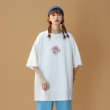 中性风2022五分袖新款宽松休闲ins情侣短袖t恤H620P30男类，男装T恤，电商A341