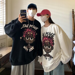 2022 情侣装秋装新品 卡通印花情侣卫衣外套上衣 H763 P48 女,女装卫衣/绒衫,电商A341