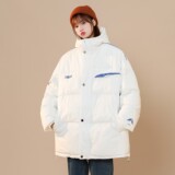 中性风印花雪山连帽加厚保暖羽绒情侣衣外套H695P128女类，女装棉衣/棉服，电商A341