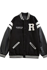 主推 秋装 pu皮拼接毛巾绣棒球服夹克外套潮 H686 P118男图片