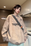 中性风美式秋装鹿皮绒加厚加绒情侣卫衣结构上衣外套男女H899P68，男装卫衣，电商A341
