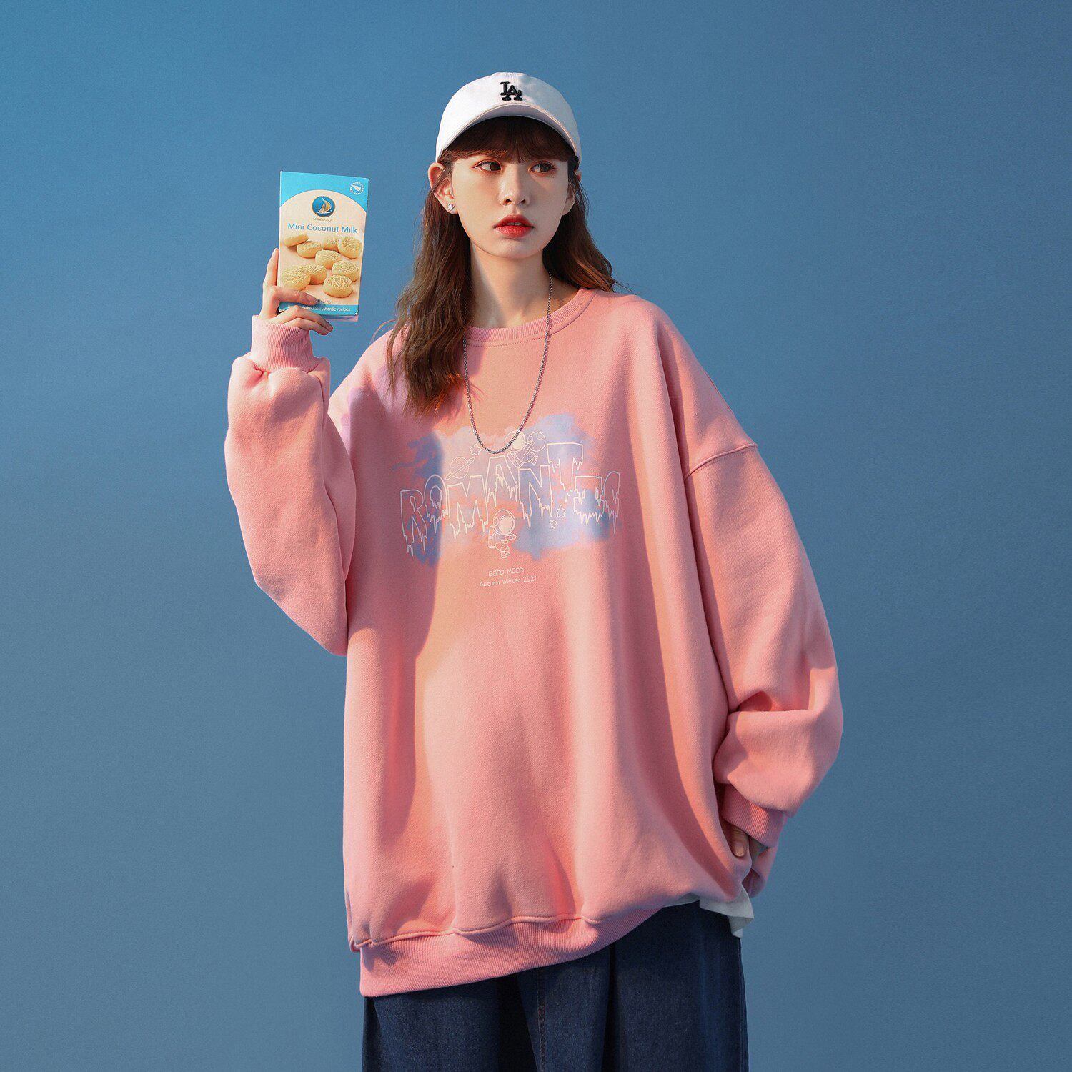 中性风春装潮牌太空人字母印花情侣卫衣外套H650P38女类,女装卫衣/绒衫,电商A341