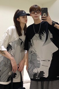 情侣装夏装 卡通动漫印花情侣短袖T恤上衣半袖 H717 P38女类图片