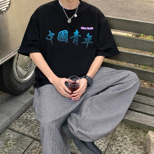 情侣装夏装 印花情侣短袖T恤大码宽松上衣班服 H733 P30 男类图片