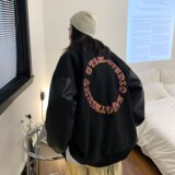 2023秋装毛呢拼接PU皮棒球服夹克情侣外套H572P118男类，男装夹克，电商A341