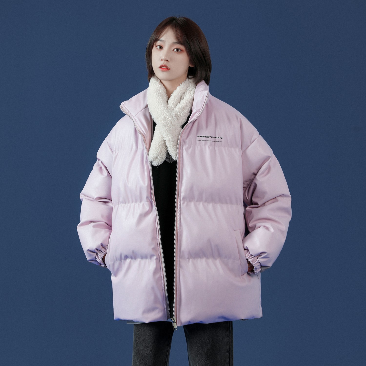 中性风印花情侣皮棉衣羽绒棉外套棉服H597P118女类,女装羽绒服,电商A341