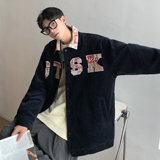 潮秋装腰果花拼接灯芯绒刺绣外套情侣大码夹克女H672P98控128，女装短外套，电商A341