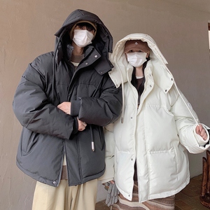 冬装情侣装美式潮牌加厚情侣连帽羽绒棉服外套面包服男H910P138