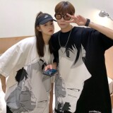 情侣装夏装卡通动漫印花情侣短袖T恤上衣半袖H717P38女类，男装T恤，电商A341