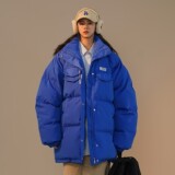 高品质可直播冬装克莱因蓝连帽加厚中性棉衣外套H702P138女类，女装棉衣/棉服，电商A341