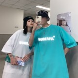 22ins夏装浮雕立体反光字母情侣短袖T恤ins半袖H605P38男类，女装T恤，电商A341