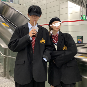 情侣装秋装 JK服男女刺绣宽松情侣西装 学院风外套 H535 P95 女类图片