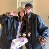 中性风冬装双面穿PU皮羊羔毛情侣棉衣加厚外套H689P118女类，女装棉衣/棉服，电商A341