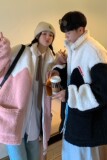 21情侣装冬装拼接羊羔毛加厚情侣棉衣上衣外套H692P118女类，女装棉衣/棉服，电商A341