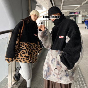 情侣装冬装 羊羔毛拼接情侣棉服ins外套宽松 H593 P118 男类图片