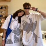 主推中性新品潮卡通动漫圆领情侣短袖T恤大码H709P35女类，女装T恤，电商A341