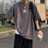 2022情侣装夏装鹿皮绒印花情侣短袖t恤宽松上衣H731P35男类，男装T恤，电商A341