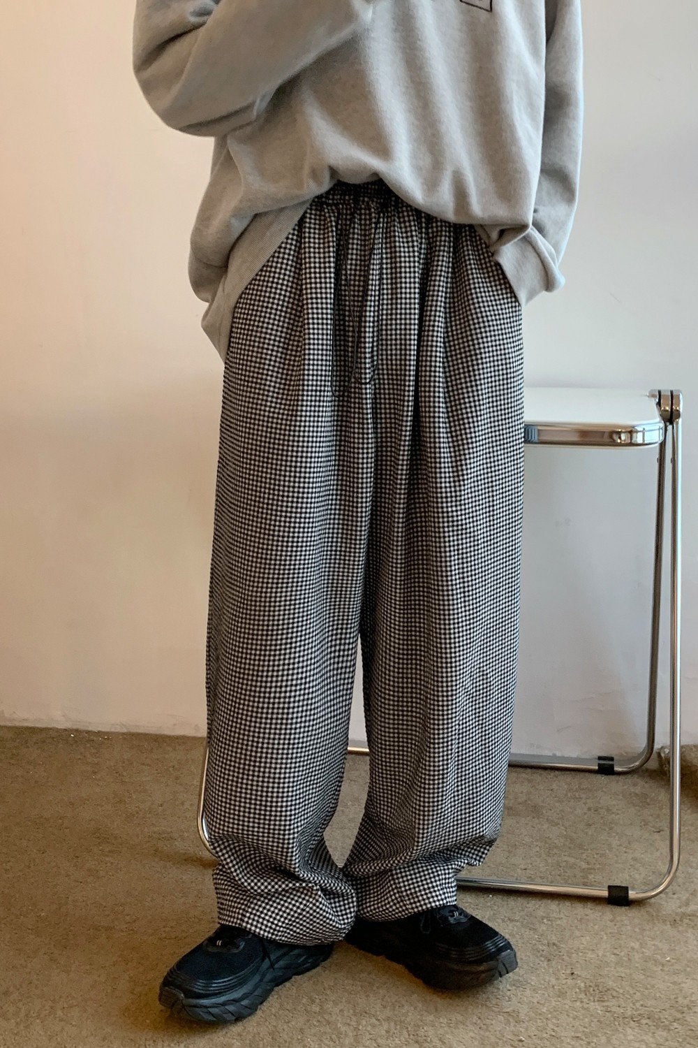 港风春装新款抽绳宽松型肥老裤松紧中性休闲裤男女KH01P58,男装休闲裤,电商A341