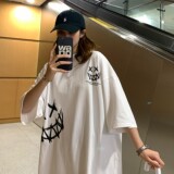 情侣夏装新款卡通印花情侣宽松短袖夏装学生班服H606P35女类，女装T恤，电商A341
