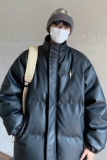 港风冬装美式立领情侣宽松棉服加厚pu皮棉衣外套男H912P128，男装棉衣，电商A341