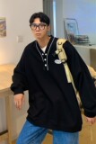 中性风秋装男女情侣卫衣学院风宽松V领外套H641P45女类控58，女装卫衣/绒衫，电商A341