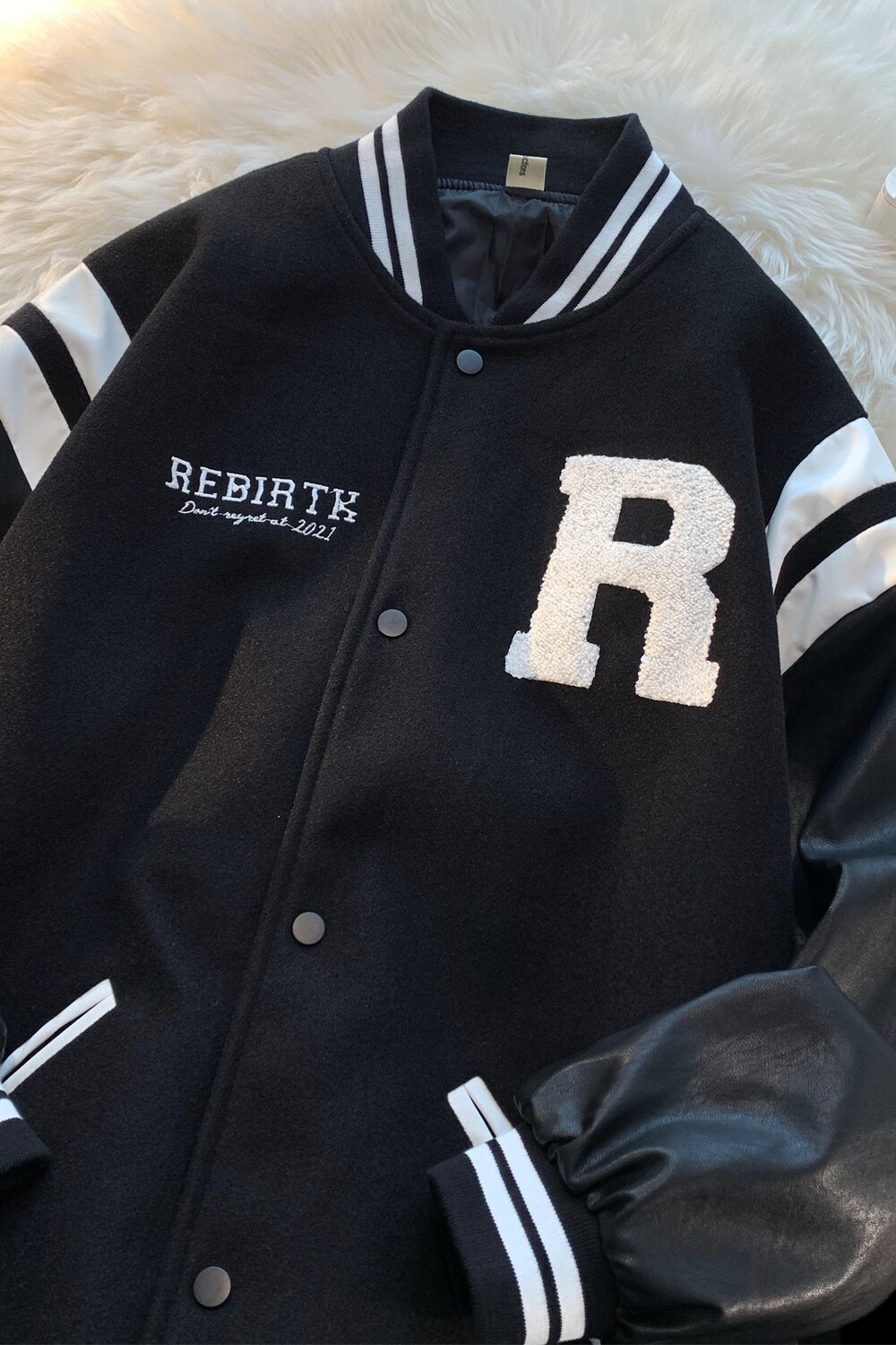 2023秋装新品pu皮拼接毛巾绣棒球服夹克外套潮H686P118男类,男装夹克,电商A341