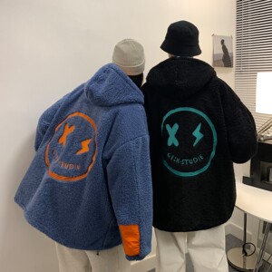 情侣装冬装 羊羔毛绣花撞色情侣衣外套服 H576 P128 女类图片
