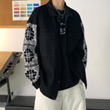 2021ins春装腰果花印花牛仔情侣夹克宽松外套H553P93女类，女装短外套，电商A341