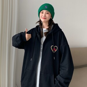 中性風(fēng)春裝 彩虹彈幕字母印花連帽開(kāi)衫情侶衛(wèi)衣外套H668 P65 女類圖片