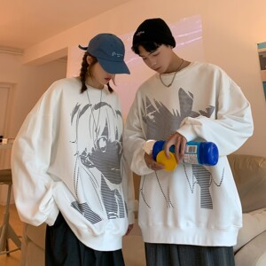 主推21情侣装新品潮卡通动漫圆领套头情侣卫衣H651P38男类