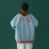 中性风2022春装灯芯绒刺绣情侣夹克棒球外套H537P98女类，女装卫衣/绒衫，电商A341