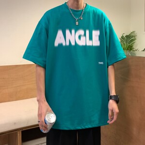 港风夏装 字母模糊印花情侣短袖上衣宽松体恤 H711 P30女类图片