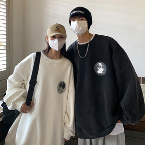 23情侣装秋装 水洗做旧卡通动漫情侣卫衣大码外套H751P58 男类图片
